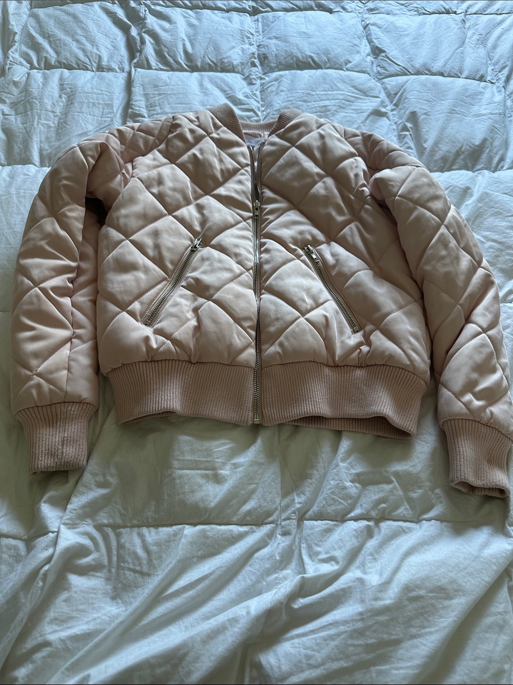 Women ALOT Quilted Lined Bomber Jacket in Light Blush Size 2